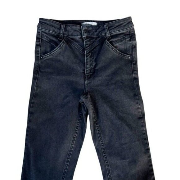 We The Free Women’s Sz 27 Black Multi Seam Straight Leg Denim Jeans - Picture 3 of 9